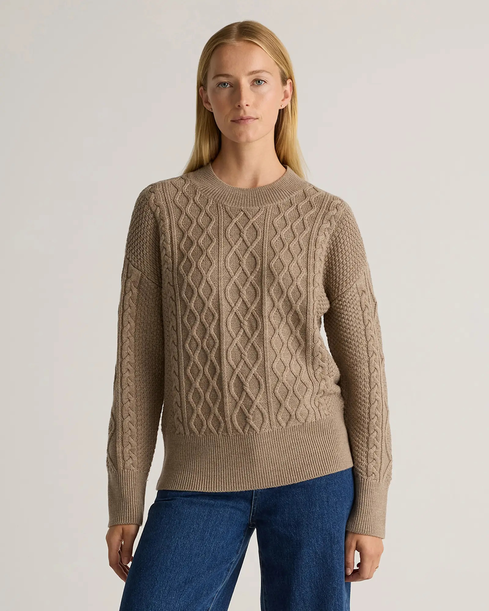 Australian Merino Wool Cable Sweater in Malted Toffee | Quince