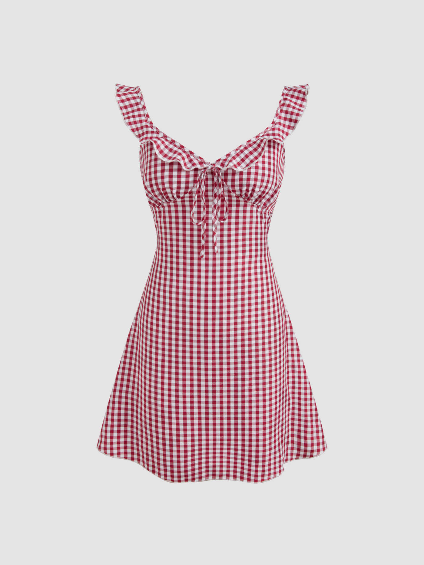 Sweetheart Gingham Lettuce Trim Mini Dress | Cider