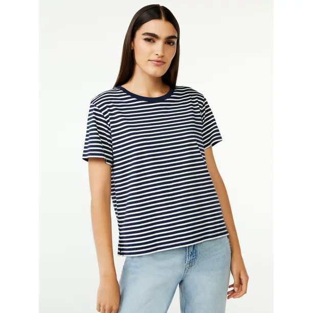 Free Assembly Women's Crop Box Tee with Short Sleeves | Walmart (US)