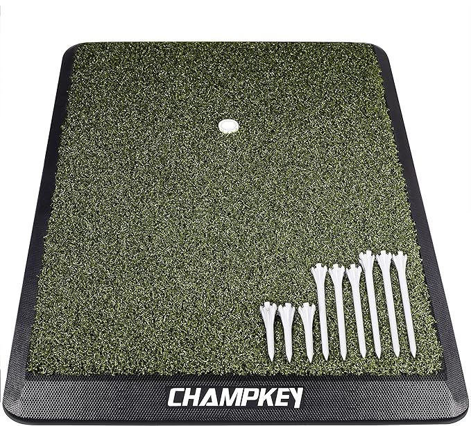 CHAMPKEY Premium Synthetic Turf Golf Hitting Mat | Heavy Duty Rubber Base Golf Practice Mat | Com... | Amazon (US)
