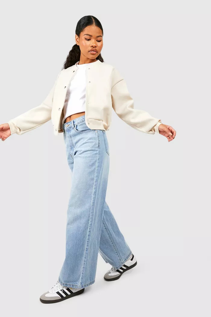 Petite Wool Look Bomber | Boohoo.com (UK & IE)