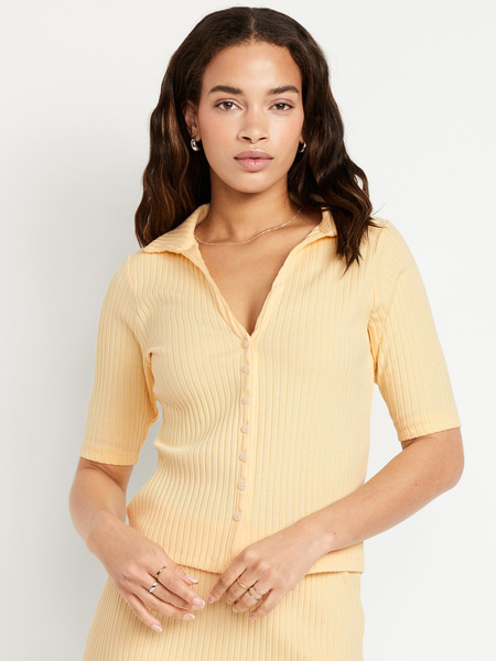 Ribbed Button-Down Polo | Old Navy (US)