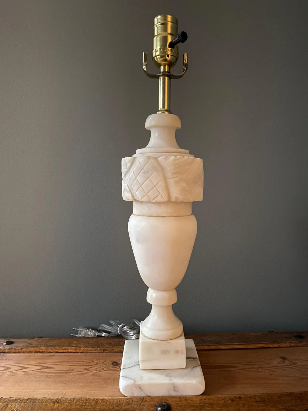 Alabaster Table Lamp Base Creamy White Gray Urn Design 25 1/2" Made in Italy Vintage Upcycled - E... | Etsy (US)