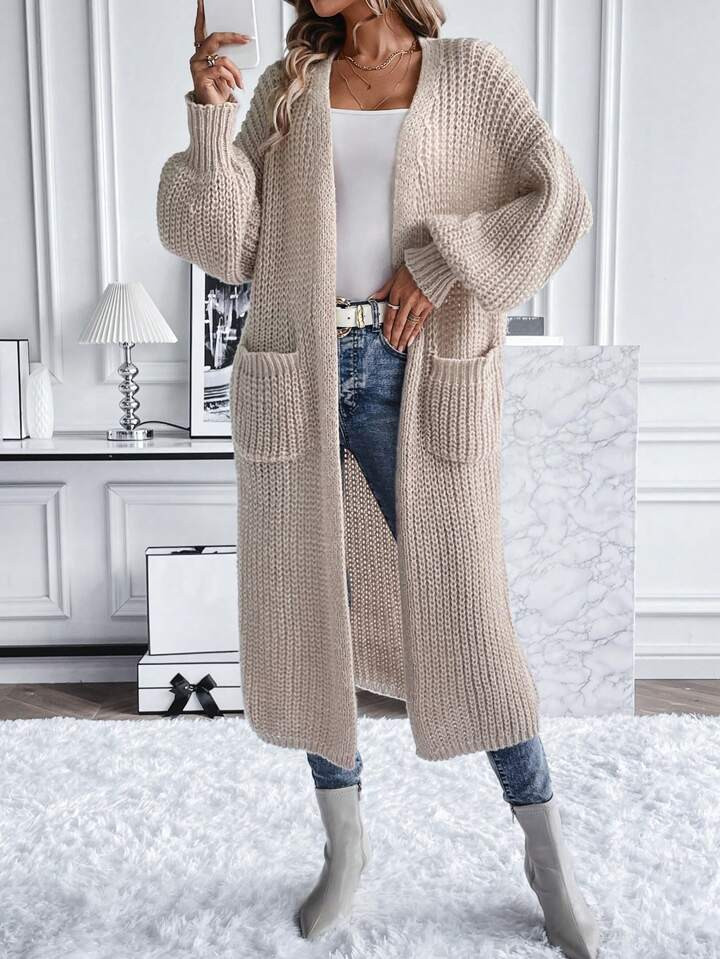SHEIN Essnce Duster Cardigan mit Zwei Taschen, Drop Shoulder | SHEIN