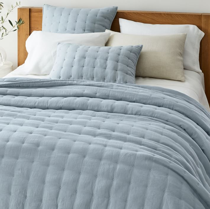 European Flax Linen Tack Stitch Quilt & Shams | West Elm (US)