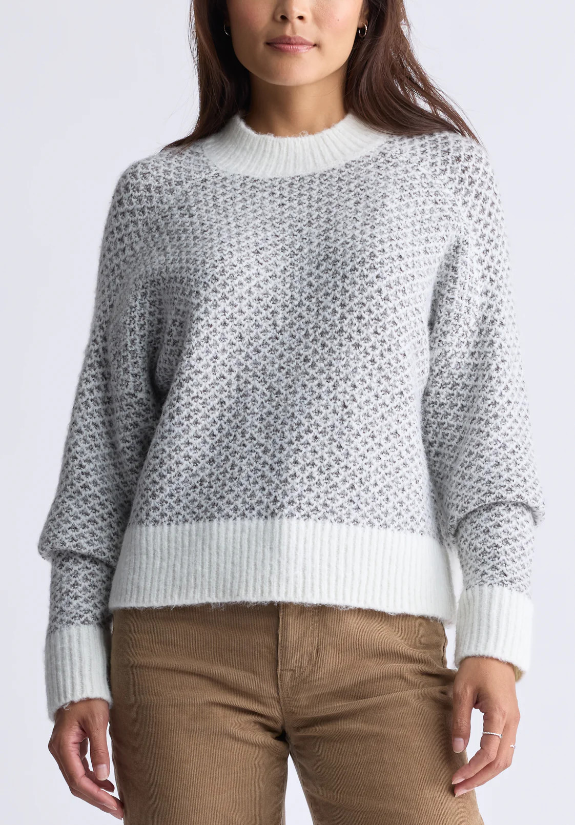 Kieryn Women's Textured Knit Crewneck Sweater, Grey - SW0077F | Buffalo David Bitton