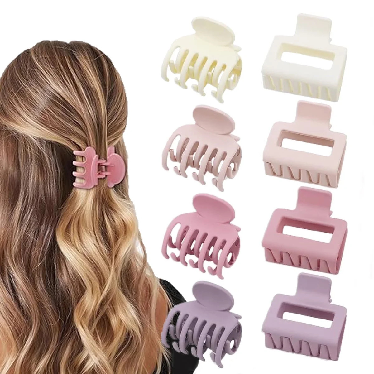 Matte Hair Clips for Women Girls, Rectangle and Double Row Small Claw Clips for Thin Hair - Nonsl... | Walmart (US)