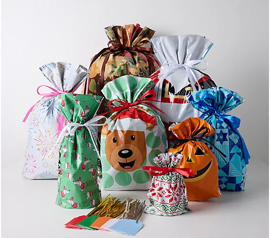 Kringle Express 100-Piece All Season's Gift Bags & Tags Set - QVC.com | QVC