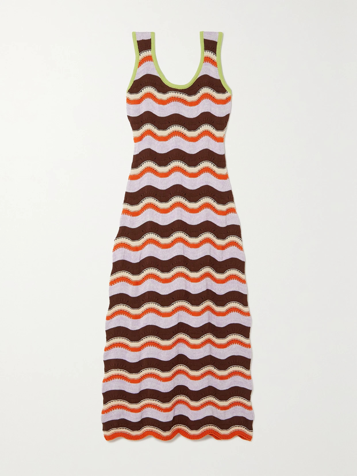 La DoubleJ - Striped Crocheted Cotton Maxi Dress - Red - small | NET-A-PORTER APAC