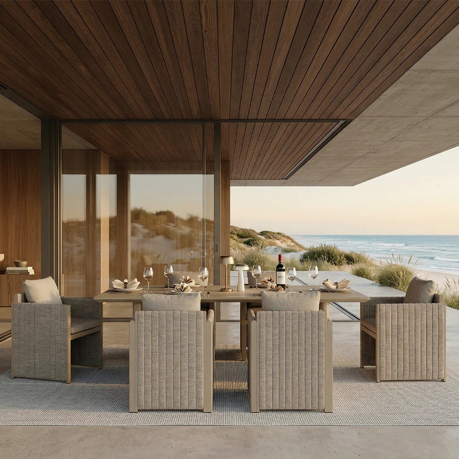 PURPLE LEAF Sanori Patio Dining Set Modern Large Weather-Resistant Table and Aluminum Chairs with... | Purple Leaf