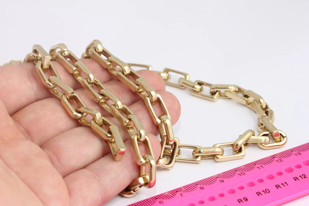 8x14mm Raw Brass Chain, Paperclip Link Chain, Chain Making Supplies, Adjustable Brass Chain, Hand... | Etsy (US)