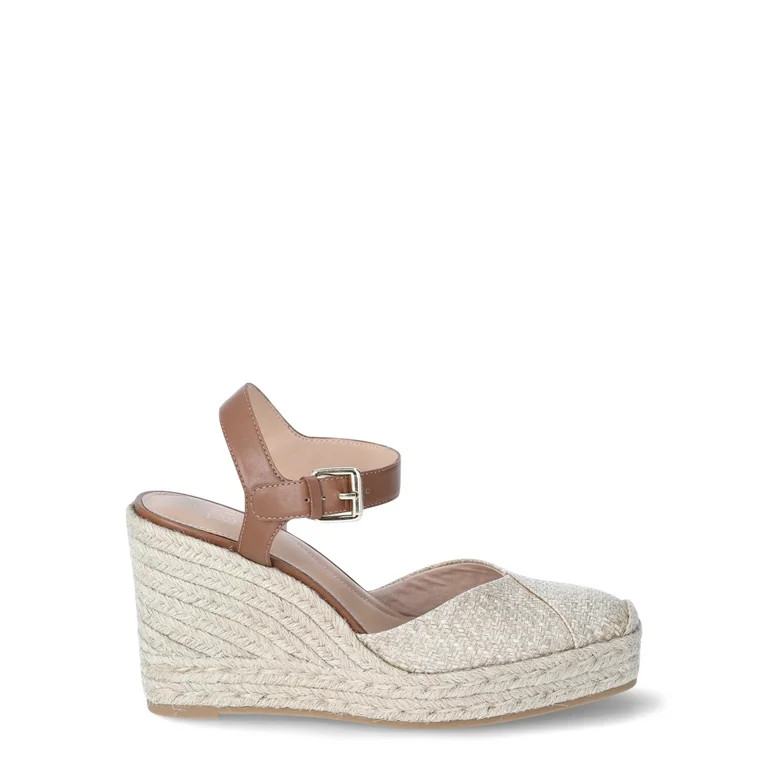 Time and Tru Women's Square Toe Espadrille Wedge Sandals | Walmart (US)