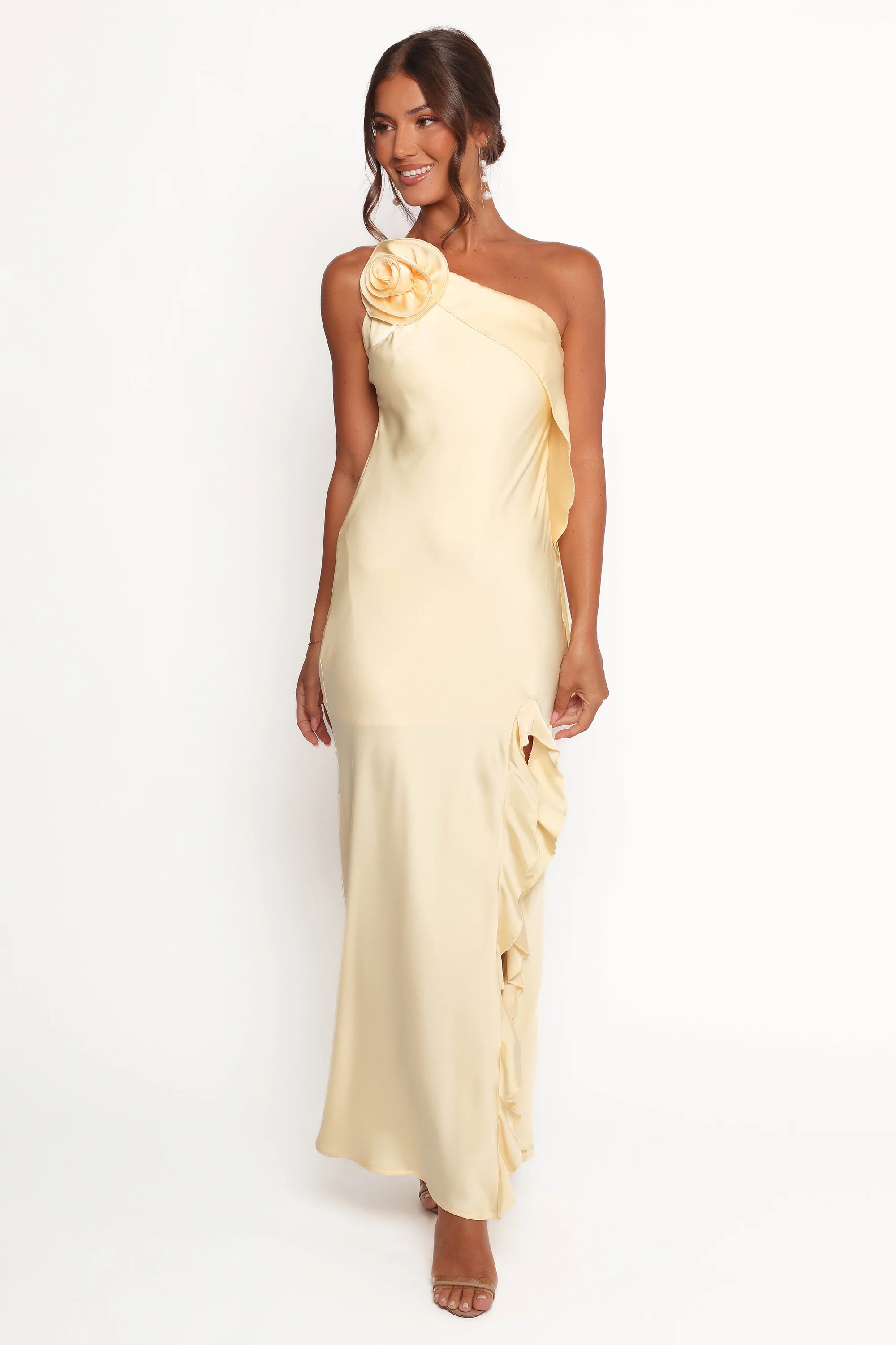 Aila Rosette One Shoulder Dress - Butter Yellow | Petal & Pup (US)