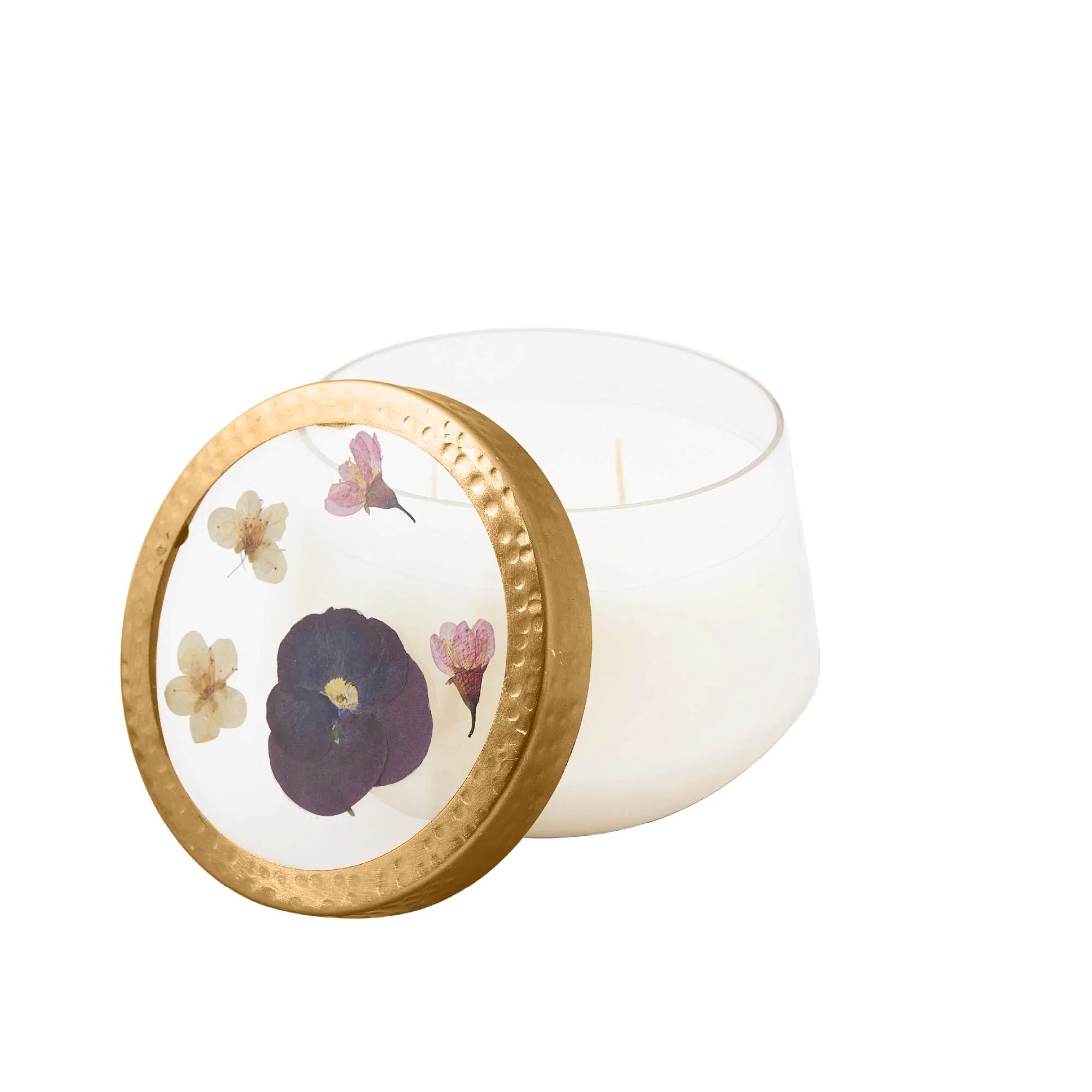 Geranium Oud Large Pressed Floral Candle | Rosy Rings