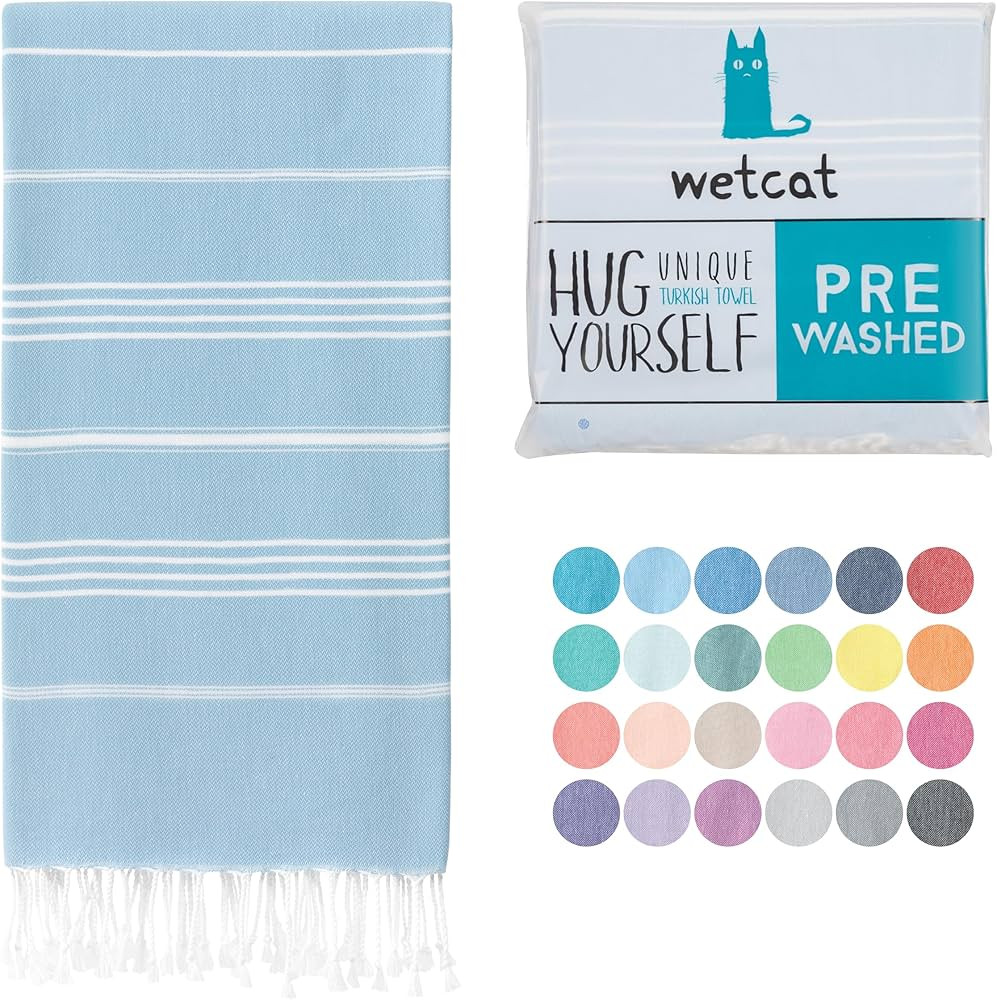 WETCAT Turkish Beach Towel Oversized 38x71 100% Cotton Sand Free Quick Dry Extra Large Light Trav... | Amazon (US)