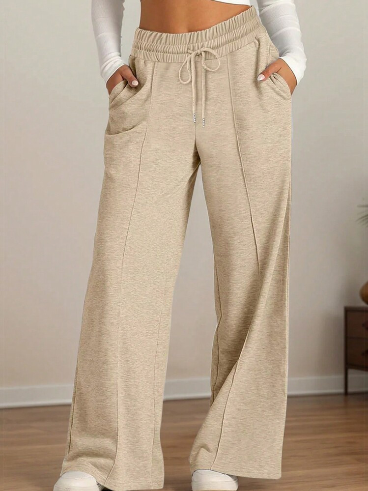 Women's Drawstring Wide Leg Sweatpants With Pockets Oversized Low Waist Yoga Pants Baggy Trouser | SHEIN
