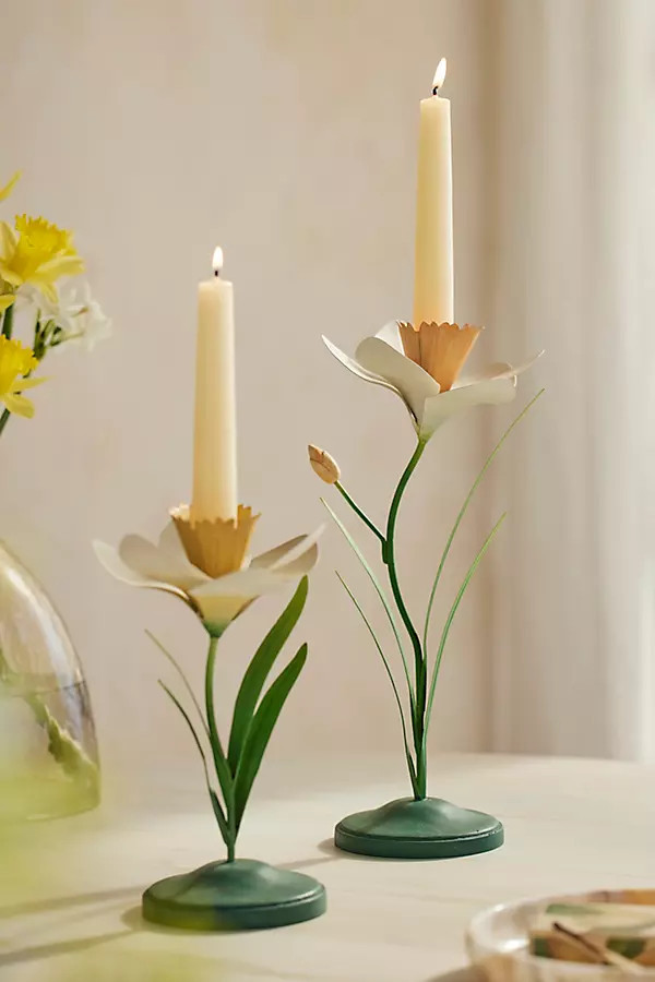 Daffodil Taper Holder in Yellow, Size: Small at Terrain | Terrain