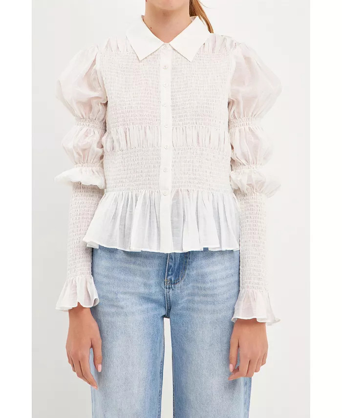 endless rose Women's Smocked Blouse - Macy's | Macys (US)