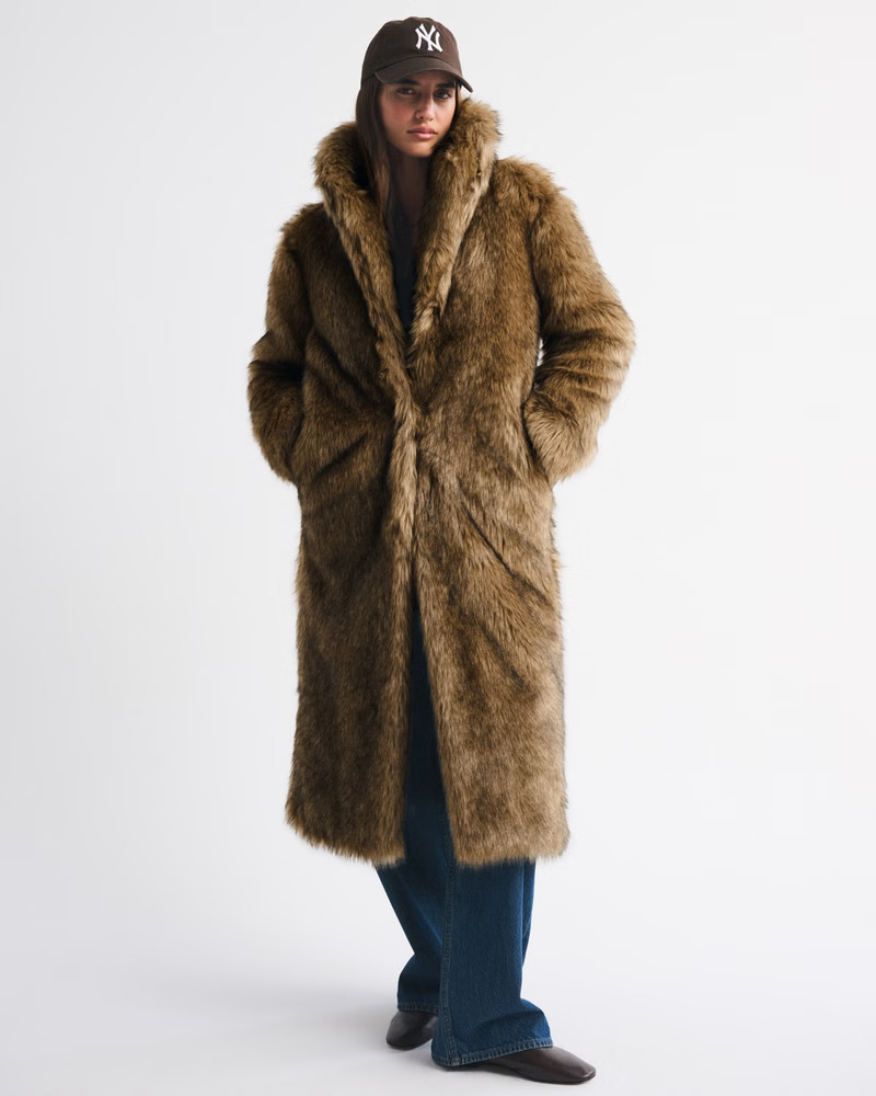 Long Faux Fur Coat | Abercrombie & Fitch (US)