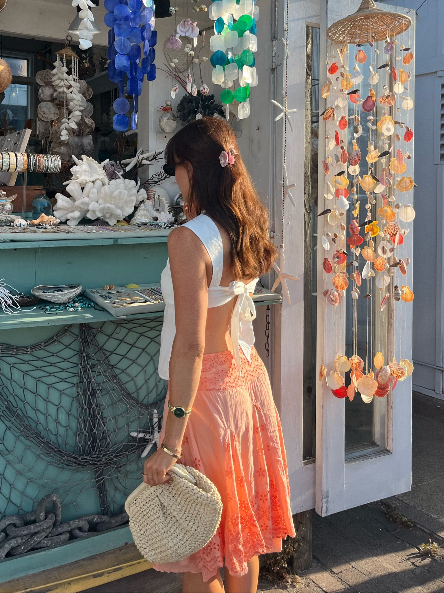 summer white backless top 