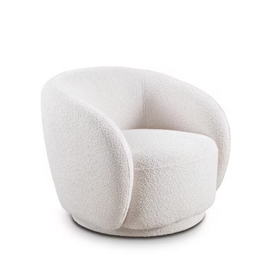 Swivel Accent Chair,Upholstered Modern Round Accent Arm Chairs,360 Swivel Single Sofa Armchair for Living Room and Bedroom,White Boucle | Target