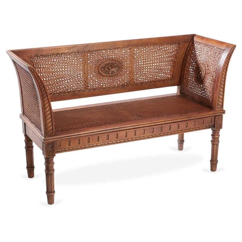 Noven Cane Bench, Mahogany | One Kings Lane