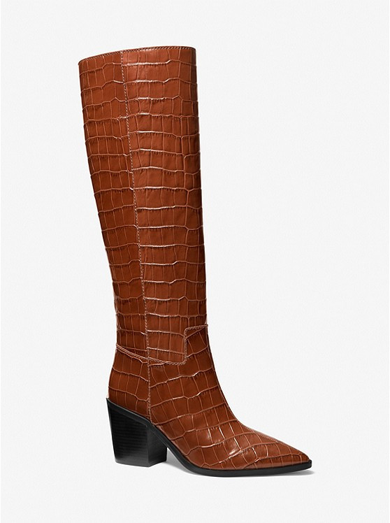 Loni Crocodile Embossed Leather Boot | Michael Kors US
