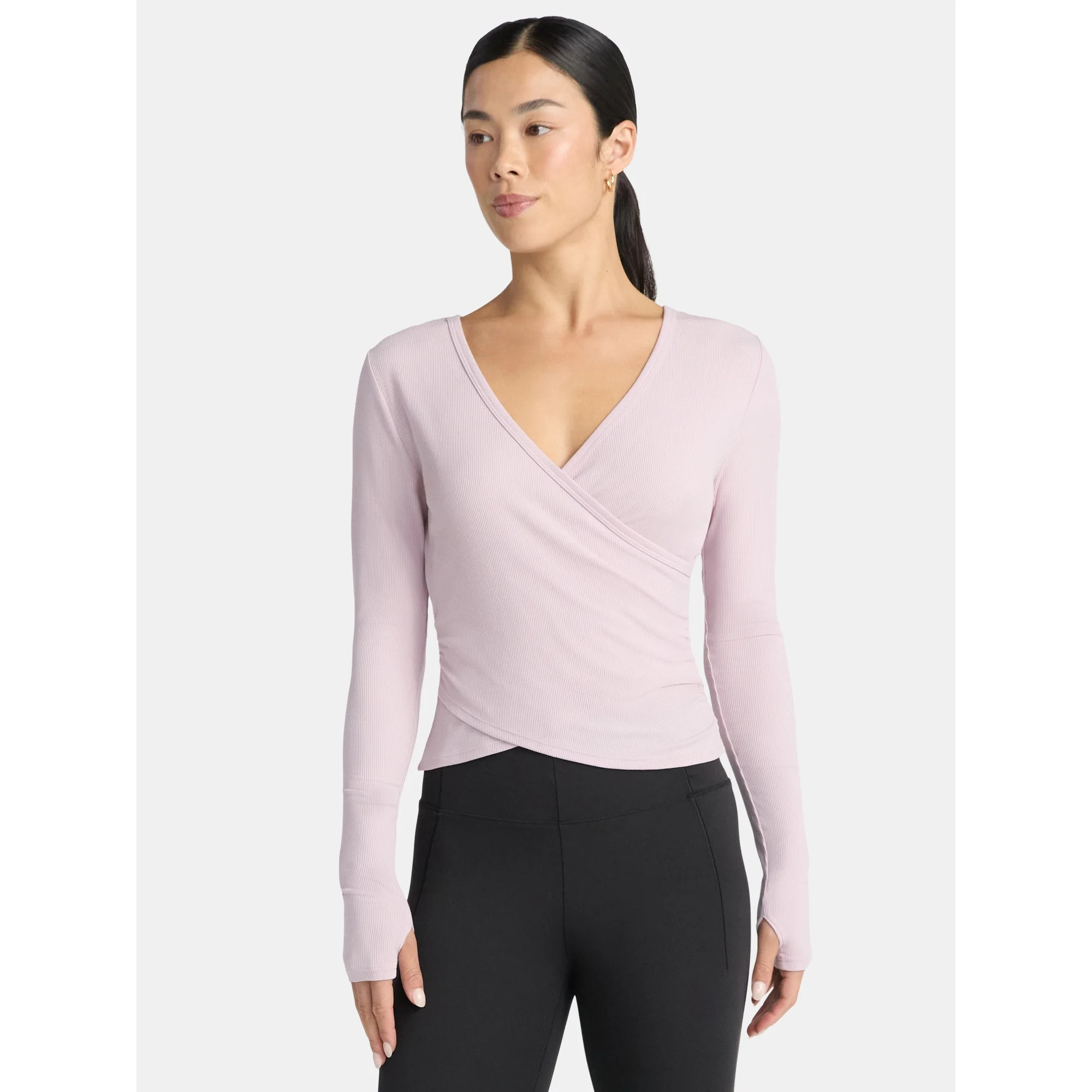 Avia Women's Reversible Wrap Top with Long Sleeves, Sizes XS-XXXL | Walmart (US)