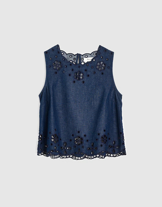 Denim Embroidered Shell Top | Madewell