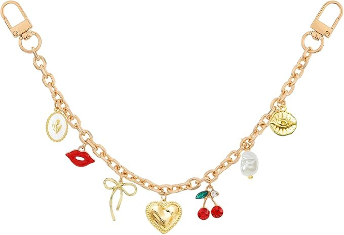 Heart BowKnot Decorative Bag Charms - Gold Elegant Pendant Bagchain, Replacement Extension Chain ... | Amazon (US)