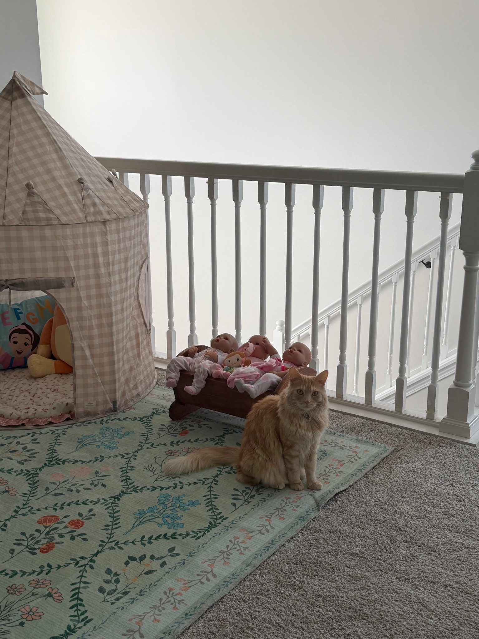 Our cozy play area! I installed a clear banister guard to make this area safe! 

#LTKmomlife