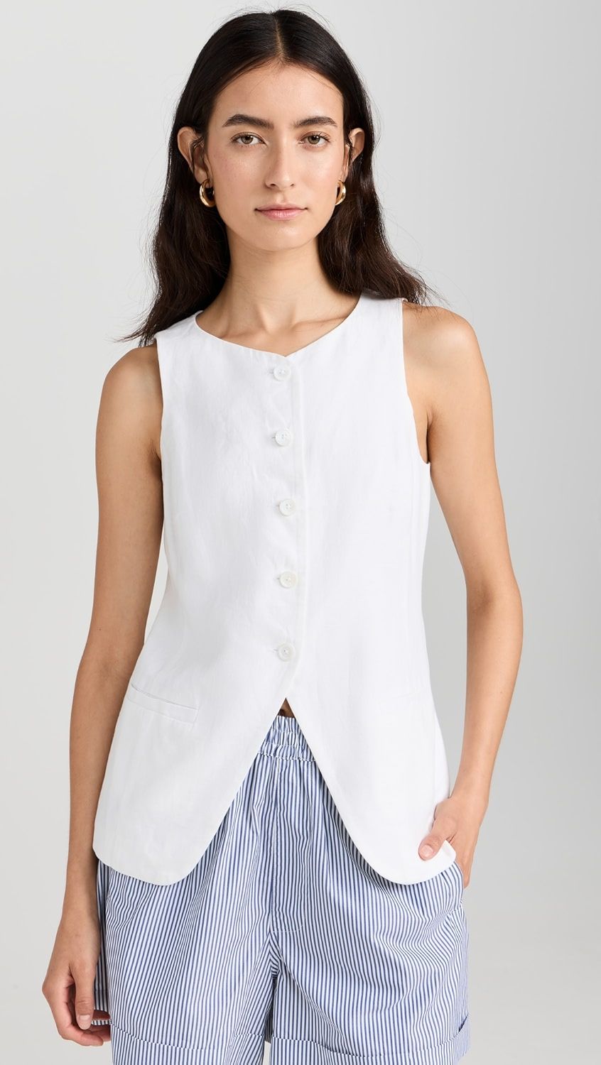 Liv Vest In Linen | Shopbop