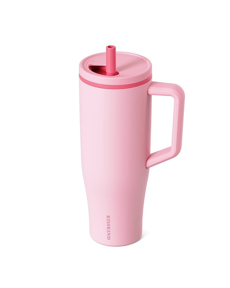 KISSKIND 40 oz Tumbler with Handle and Straw | Lumi Spin Hidden Straw 100% Leakproof Insulated Tu... | Amazon (US)