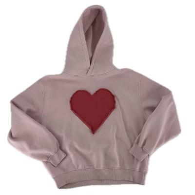 Women's Heart Oversized Graphic Hooded Pullover Sweatshirt - Light Pink | Target