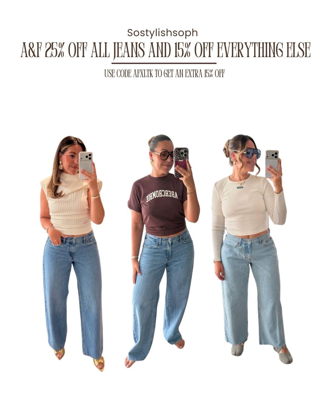 Obsessed with these Curve Love Low Rise Ultra Loose Jeans from Abercrombie and to make them even better Abercrombie has 25% off all jeans and 15% off everything else. Use code AFxLTK to get an extra 15% off almost everything in stores and online!!

A&F Jeans Outfits, Everyday Denim Looks, Casual Outfit Inspo, Light Wash Jeans, Relaxed Denim Fit, Neutral Basics, Easy Daywear, Off Duty Style, Everyday Wardrobe Staples 

 #LTKuk #LTKsummer #LTKautumn