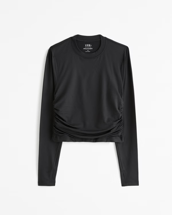 YPB powerSOFT Long-Sleeve Ruched Mockneck Top | Abercrombie & Fitch (US)