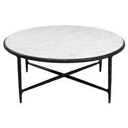 Jerome Modern Classic White Marble Round Coffee Table | Kathy Kuo Home