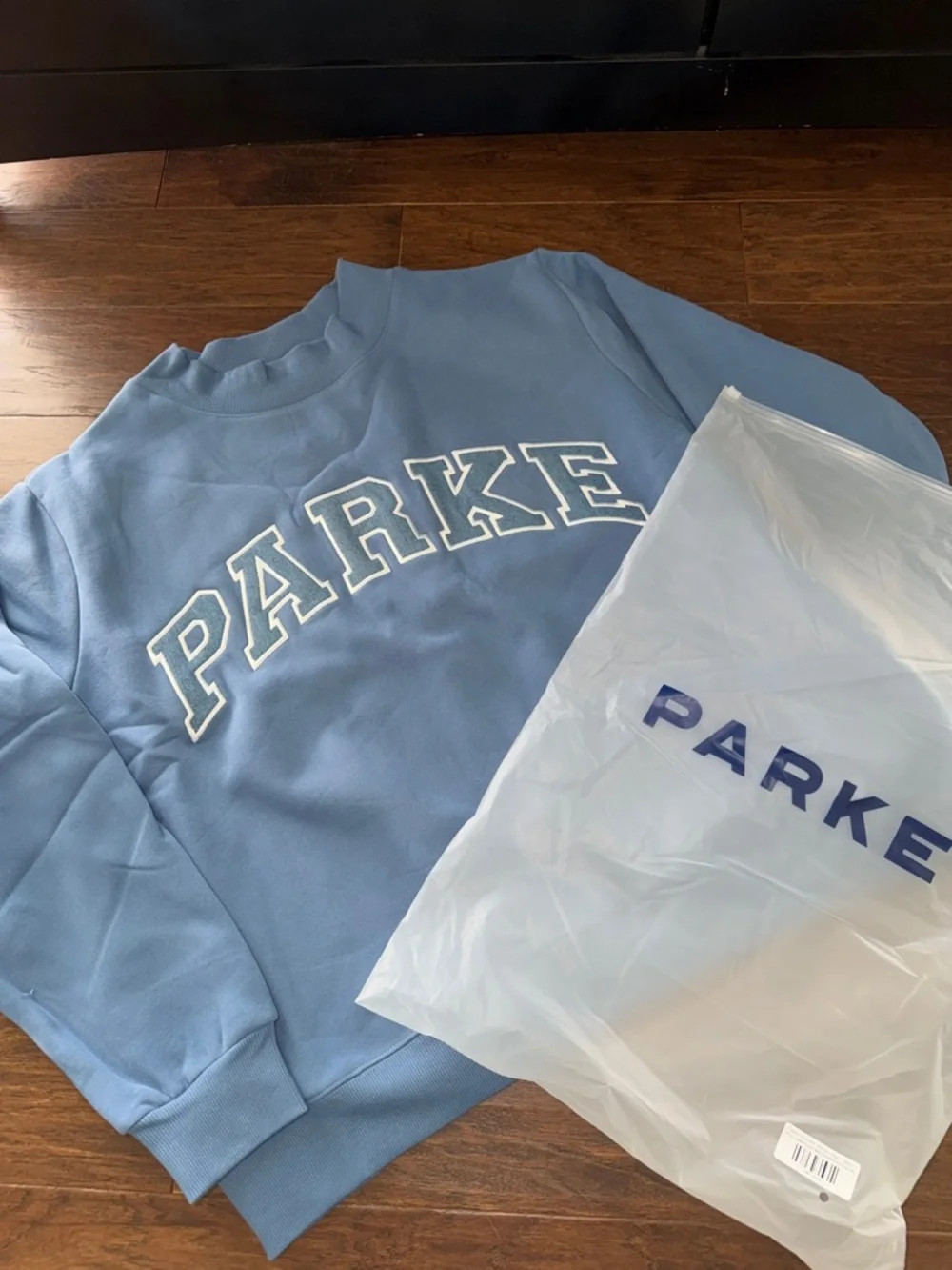 Parke Light Blue Sweatshirt with denim Logo | Poshmark