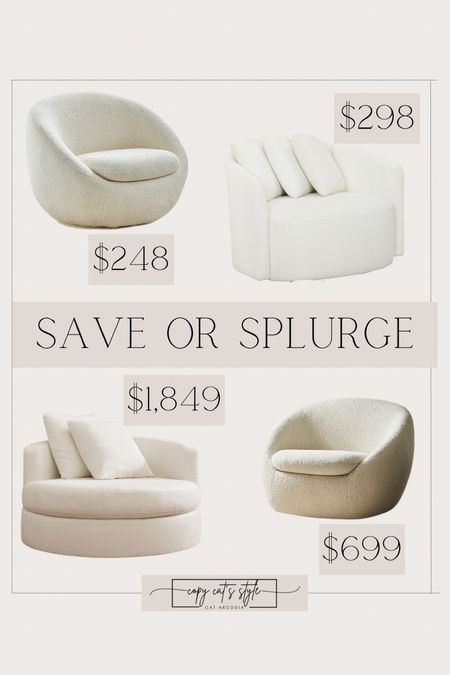 Save or Splurge chairs, cozy swivel chair, furniture finds 

#LTKstyletip #LTKfindsunder100 #LTKhome