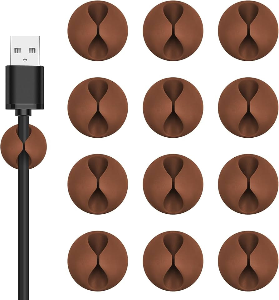 Cord Holder Cable Clips, 12PCS Coffee Adhesive Cord Organizer Charger Holder Wire Management Keep... | Amazon (US)