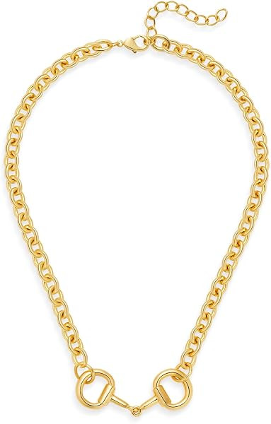 Gold Chunky Necklace for Women Horsebit Pendant Necklace Western Statement Necklaces Trendy Jewel... | Amazon (US)