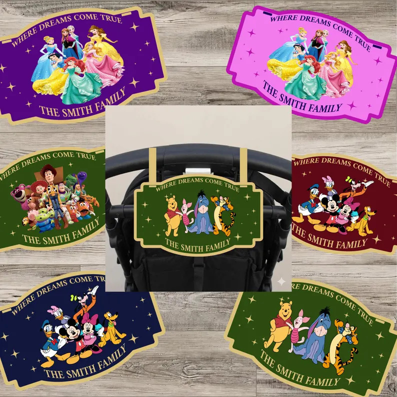 Disney Custom Stroller Name Tag, Family ID Sign (personalized Colors) - Etsy | Etsy (Global)