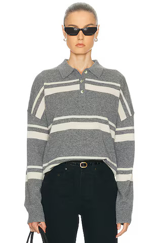 Cashmere Striped Polo Top | FWRD 