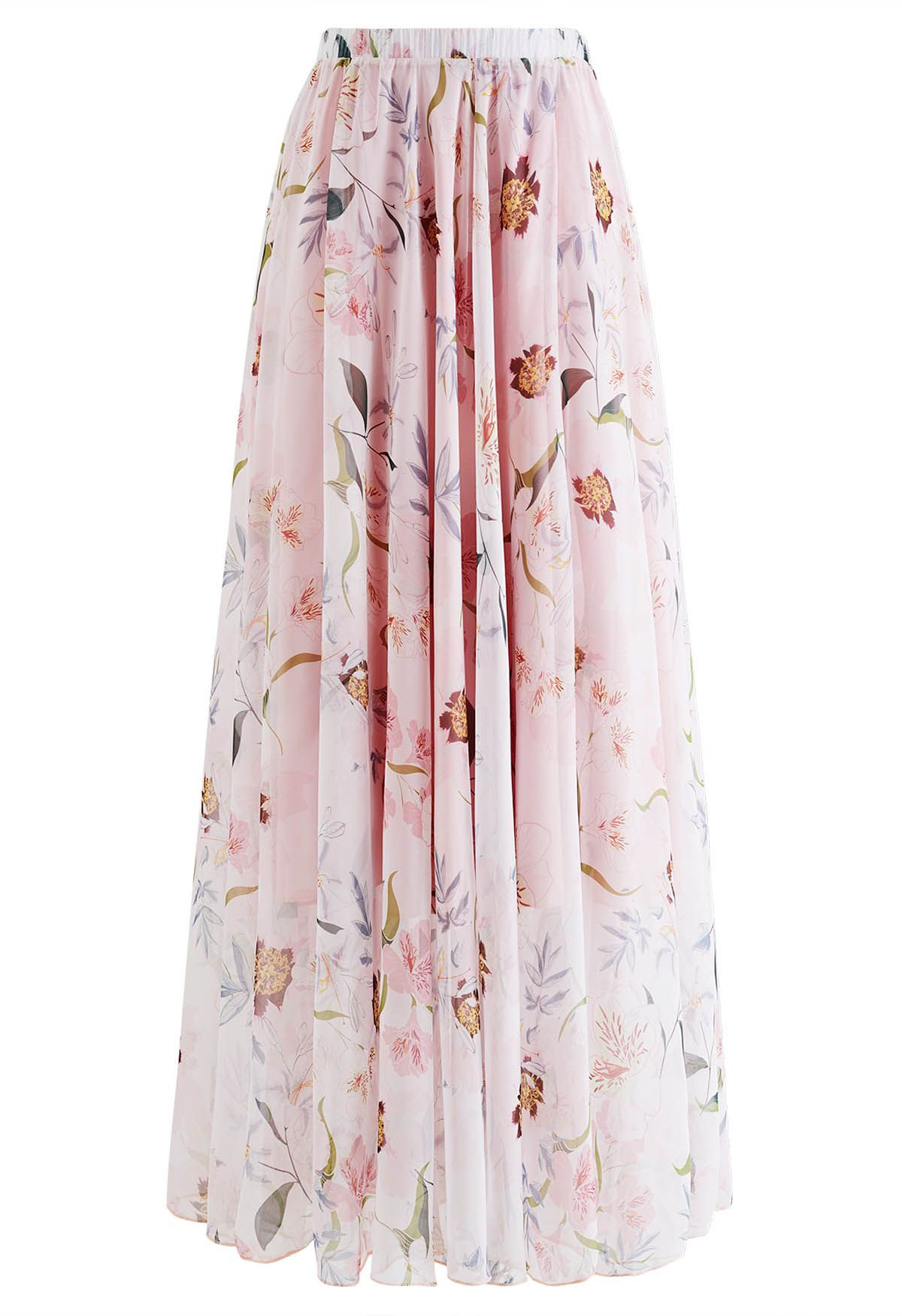 Blushing Blooms Chiffon Maxi Skirt | Chicwish