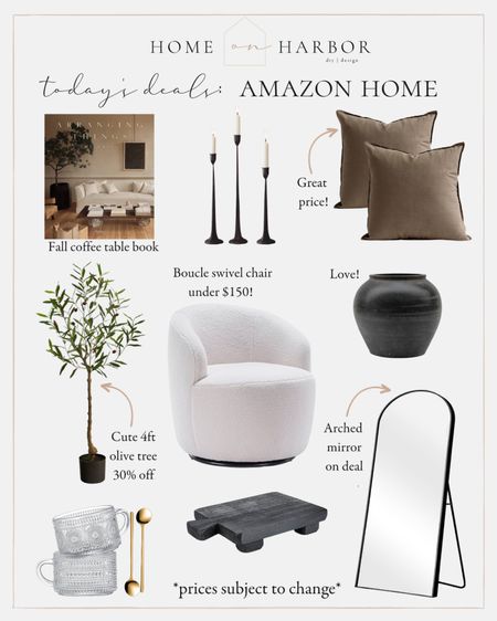 Today’s best Amazon home deals linked here! Throw pillows, Boucle swivel chair, arched floor mirror, coffee table book, faux olive tree and more! 

#LTKhome #LTKSeasonal #LTKsalealert