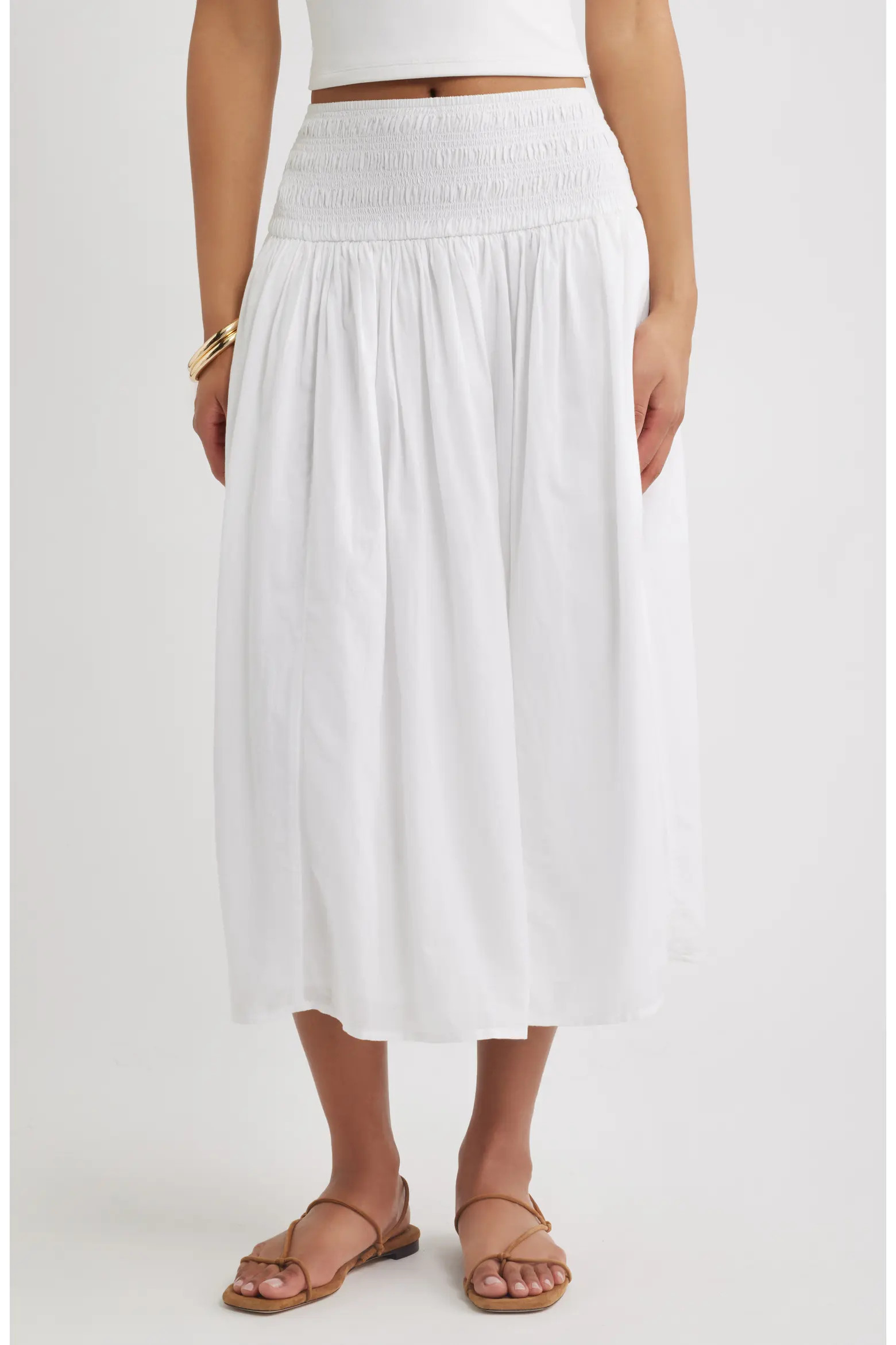 Smock Waist Midi Skirt (Women) | Nordstrom | Nordstrom