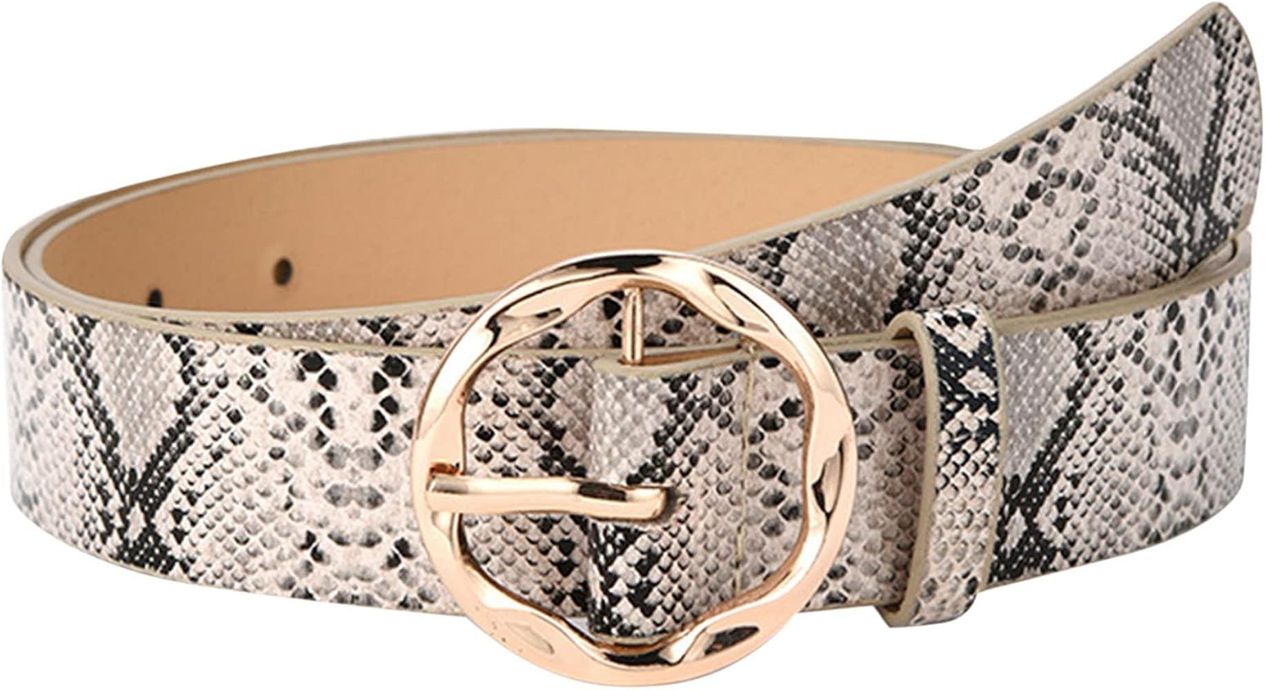 Women Belts Fashion Snakeskin Print PU Leather Waist Belt Waistband | Amazon (US)