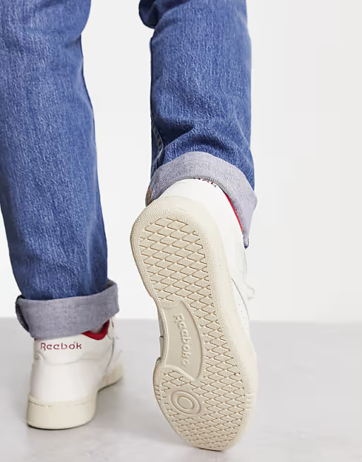 Reebok Club C Mid II vintage sneakers in white and red | ASOS (Global)