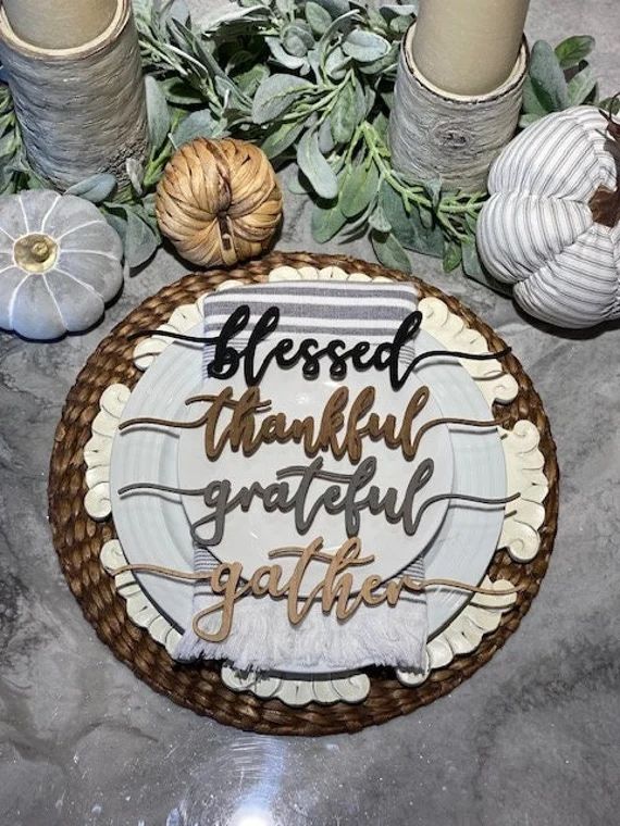 Thankful Grateful Blessed and Gather Words Thanksgiving | Etsy | Etsy (US)