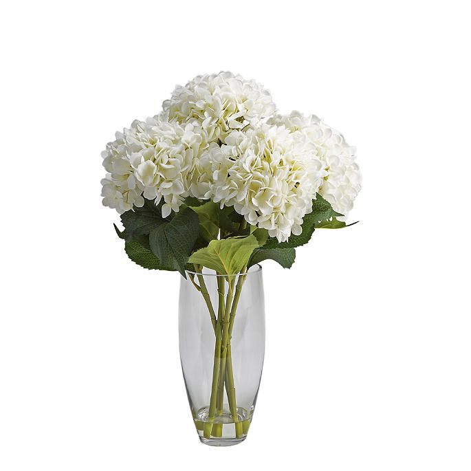 Cream Hydrangeas in Glass Vase | Frontgate | Frontgate
